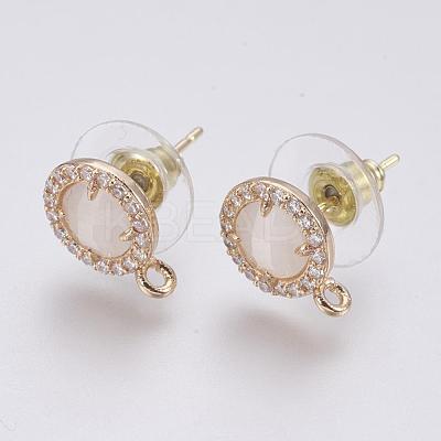 Faceted Glass Stud Earring Findings GLAA-F084-B08-1