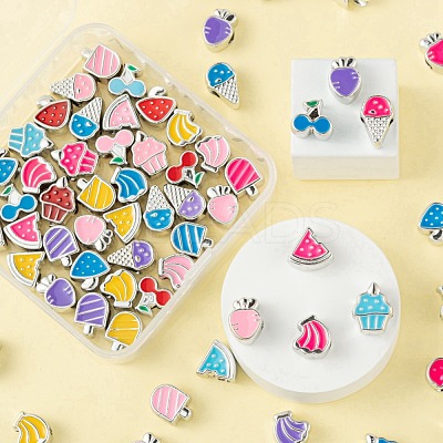 80Pcs 8 Style Food Series UV Plating Acrylic European Beads OACR-LS0001-08-1