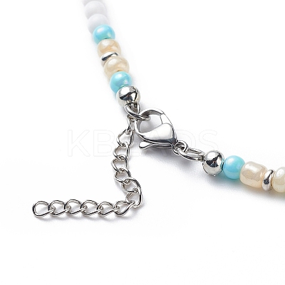 4Pcs 4 Style Natural Pearl & Shell & Dyed Synthetic Turquoise Beaded Necklaces Set NJEW-JN04039-1