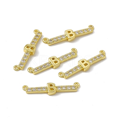 Rack Plating Brass Micro Pave Clear Cubic Zirconia Connector Charms KK-C007-37G-B-1