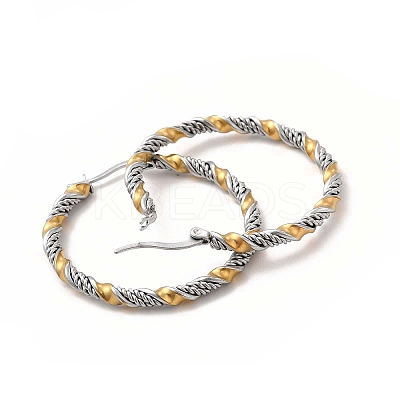 Non-Tarnish 304 Stainless Steel Twist Rope Hoop Earrings for Women EJEW-C011-03P-1