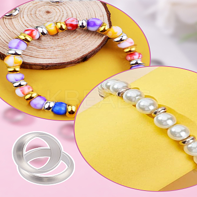 30Pcs Flat Round 201 Stainless Steel Spacer Beads STAS-LP0001-99-1