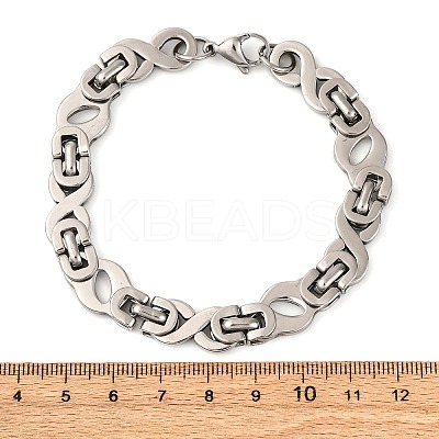 201 Stainless Steel Hollow Oval Byzantine Chain Bracelets BJEW-B078-145P-1-1
