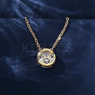 Brass Pave Cubic Zirconia Birth Stone Constellation Pendant Cable Chain Necklaces NJEW-D334-01G-03-1