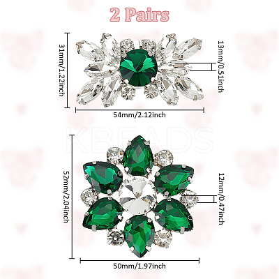 4Pcs 2 Styles Flower Brass Rhinestone Shoe Decorations AJEW-WR0002-42A-1
