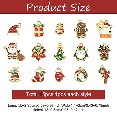 15Pcs 15 Styles 304 Stainless Steel Enamel Pendants STAS-YW0003-41-1
