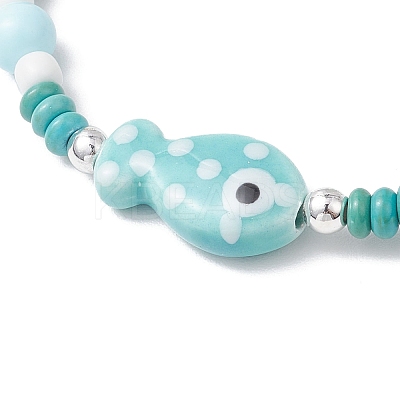 Synthetic Turquoise & Porcelain & Dyed Natural Howlite Beads Stretch Bracelets for Women BJEW-JB11793-02-1