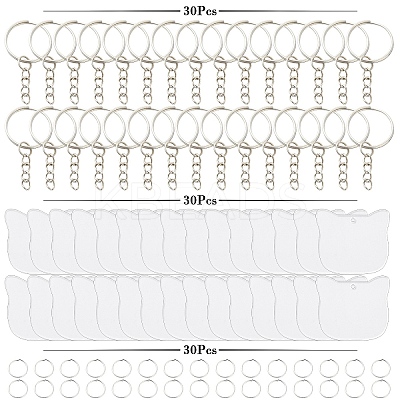 30Pcs Iron Split Key Rings with Chain DIY-YW0009-02-1