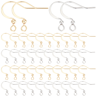100Pcs 2 Styles Brass Ear Wire KK-SC0004-85-1