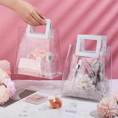 Valentine's Day Rectangle Transparent PVC Storage Bags with Handle ABAG-WH0046-05B-1