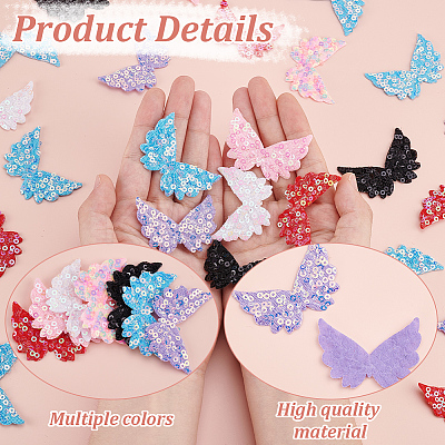 105Pcs 7 Colors Angel Wing Polyester Embroidery Appliques PATC-GA0001-27-1