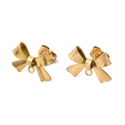 304 Stainless Steel Bowknot Stud Earring Findings STAS-Z159-01G-1