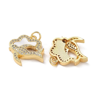 Brass Micro Pave Clear Cubic Zirconia Pendants KK-B083-33A-G-1