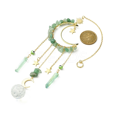 Moon & Star Brass Hanging Ornaments HJEW-TA00095-03-1