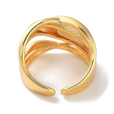 Brass Open Cuff Rings for Women RJEW-E292-18G-1