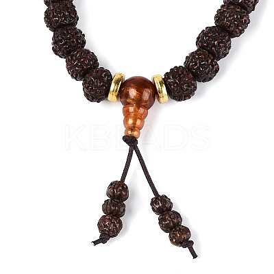 Buddhist Jewelry Prayer 108 Rudraksha Seed Mala Beads Necklaces NJEW-M102-01-1-1