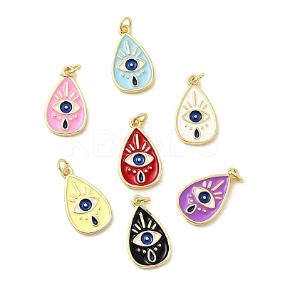 Brass Enamel Evil Eye Pendants KK-I378-16G-B-1