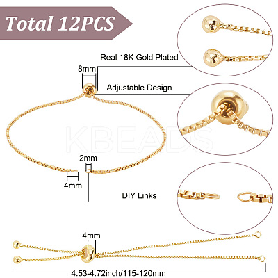 12Pcs Rack Plating Brass Chain Link Bracelet Making KK-HY0003-57G-1