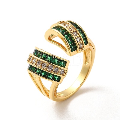 Cubic Zirconia Arch Open Cuff Ring RJEW-C041-02G-04-1