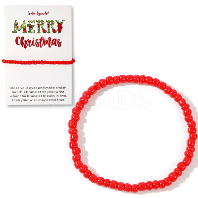 Christmas Theme Glass Seed Beads Stretch Bracelets QO0041-3-1