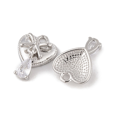 Brass Micro Pave Clear Cubic Zirconia Charms KK-L212-16P-1