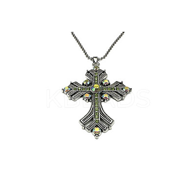 Cross Rhinestone Pendant Necklaces FK0815-3-1