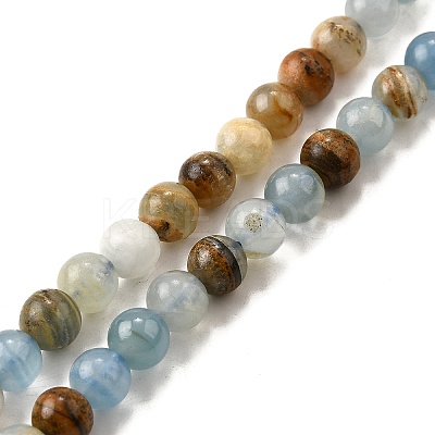 Natural Blue Calcite Beads Strands G-H312-C02-6mm-1