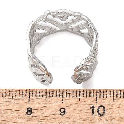 304 Stainless Steel Hollow Out Triangle Cuff Rings RJEW-G370-01P-1