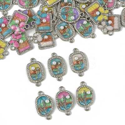 30Pcs 3 Styles Alloy Crystal Rhinestone and ABS Imitation Pearl Connector Charms ENAM-FS0003-71P-1
