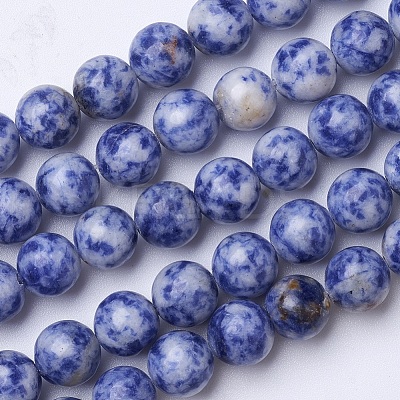 Natural Blue Spot Jasper Beads Strands G-D855-10-10mm-1
