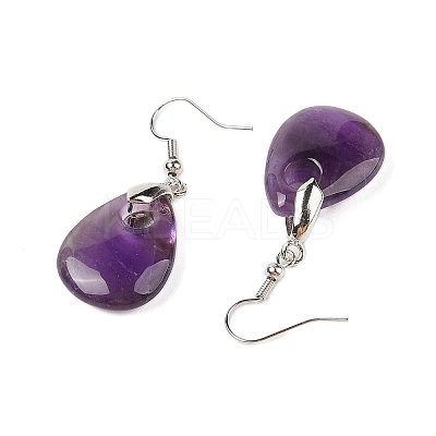 Natutal Amethyst Dangle Earrings EJEW-F343-A06-1