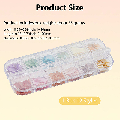 1 Set 12 Grid Nuggets Abalone Shell Nail Art Sequins for Woman Girls MRMJ-SP0001-06-1