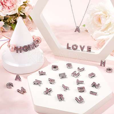 52Pcs 26 Styles Alloy Rhinestone Slide Charms FIND-SC0009-81B-1