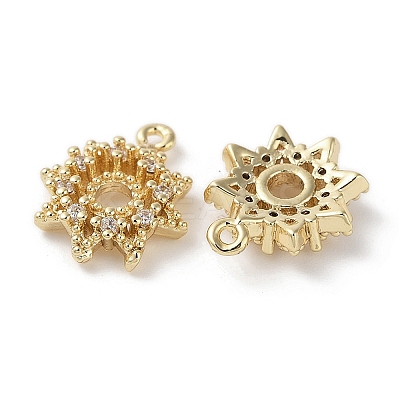 Brass Micro Pave Clear Cubic Zirconia Charms KK-G491-12G-1