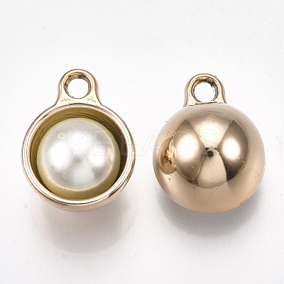 ABS Plastic Imitation Pearl Semi Circle Pendants LS-PACR-T007-18KC-1