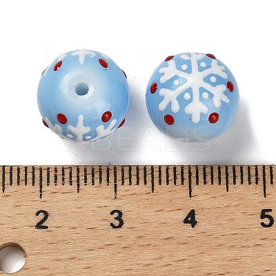 Christmas Theme Baking Paint Glass Beads LAMP-I028-08-1
