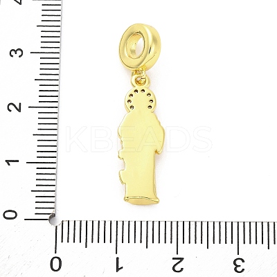 Brass Micro Pave Cubic Zirconia Saint European Dangle Charms KK-D325-27G-03-1