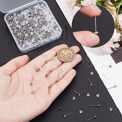 300Pcs 304 Stainless Steel Studs Earring Finding EJEW-BBC0001-67A-1