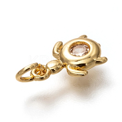 Brass Micro Pave Clear Cubic Zirconia Charms ZIRC-B002-25G-1