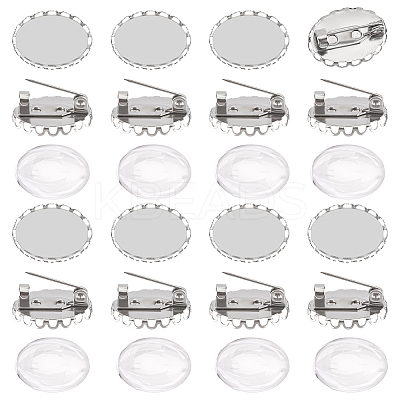DIY Oval 304 Stainless Steel Brooch Jewelry Kits DIY-SC0026-71-1