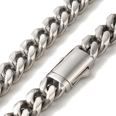 Non-Tarnish 304 Stainless Steel Curb Necklaces NJEW-Q337-04A-P-1