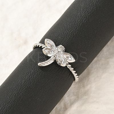 304 Stainless Steel Crystal Rhinestone Cuff Rings for Women RJEW-G338-02P-1