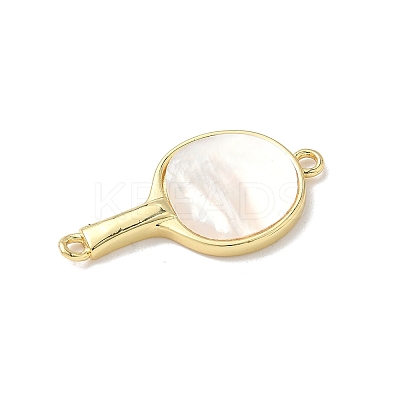 Brass Pave Natural Shell Racket Pendants KK-L239-067G-01-1