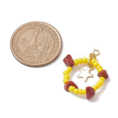 Natural Red Jasper Chips & Glass Seed Pendants PALLOY-MZ00184-03-1