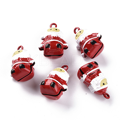 Christmas Baking Paint Brass Bell Pendants KKB-S002-002-1