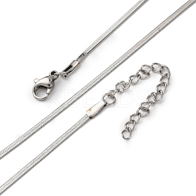 2MM 304 Stainless Steel Flat Snake Chain Necklaces NJEW-T016-20P-1