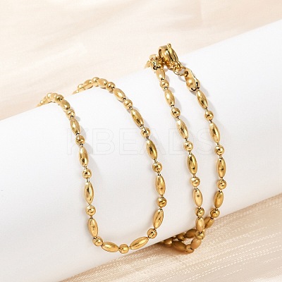2.5MM 304 Stainless Steel Round Oval Link Chain Necklaces NJEW-M110-01G-1