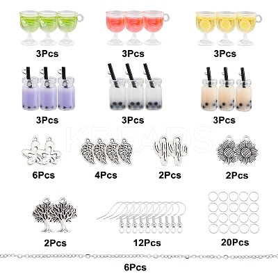 Cup Bottle Pendant Earring Necklace DIY Making Kits DIY-SC0017-84-1