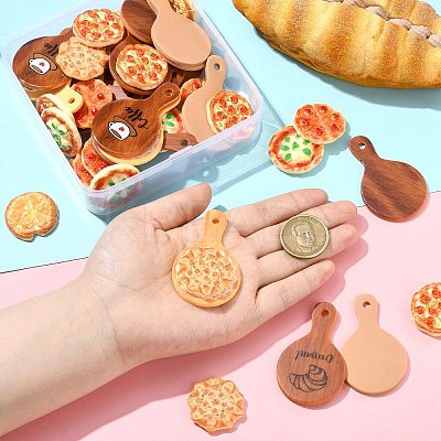 50Pcs 10 Style Resin Imitation Pizza FIND-CJ0004-34-1