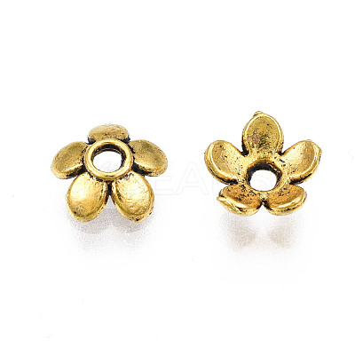 Tibetan Style Alloy Bead Caps TIBEB-S039-017AG-RS-1